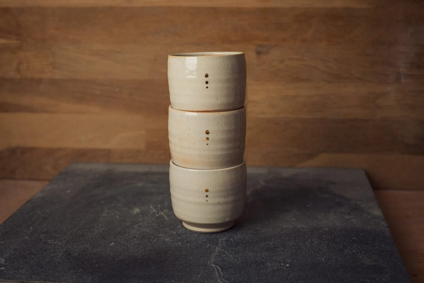 Handmade Cup White Shino 24k Gold Dot Porcelain Yunomi Cup 5oz homeware shops bristol gift shops bristol Nicholas Dover Ceramics