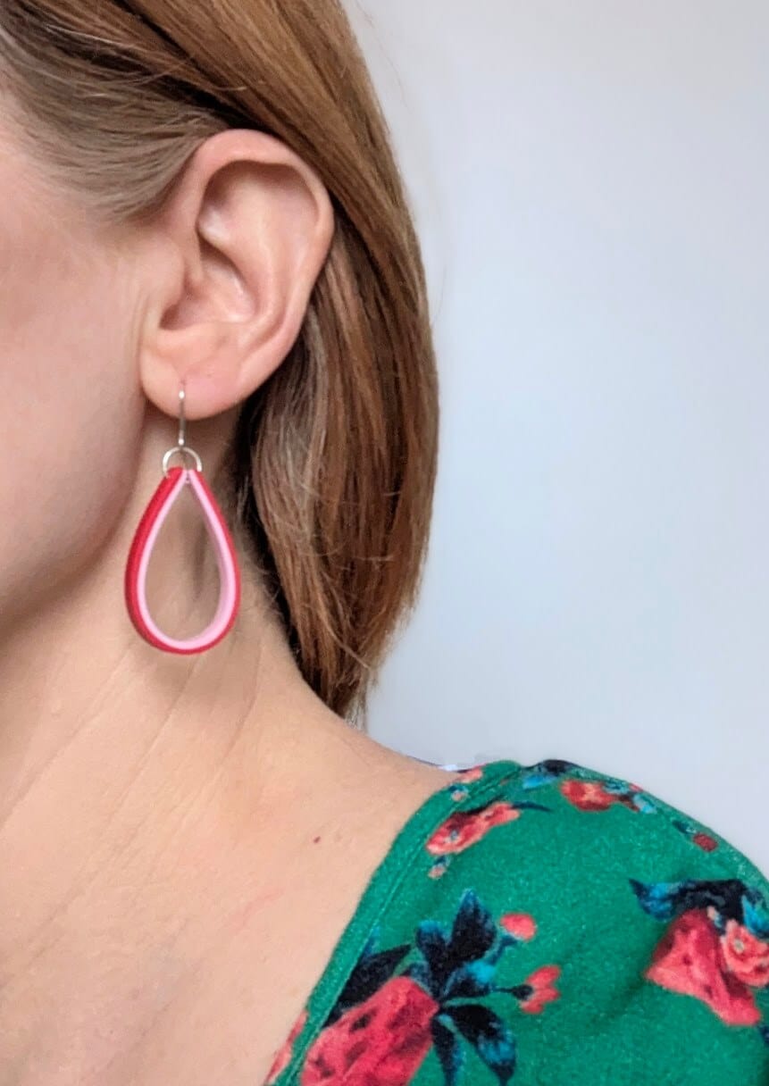Earrings Double Colour Band Teardrop Loop Earrings (Various Colours) homeware shops bristol gift shops bristol Shaped Contemporary