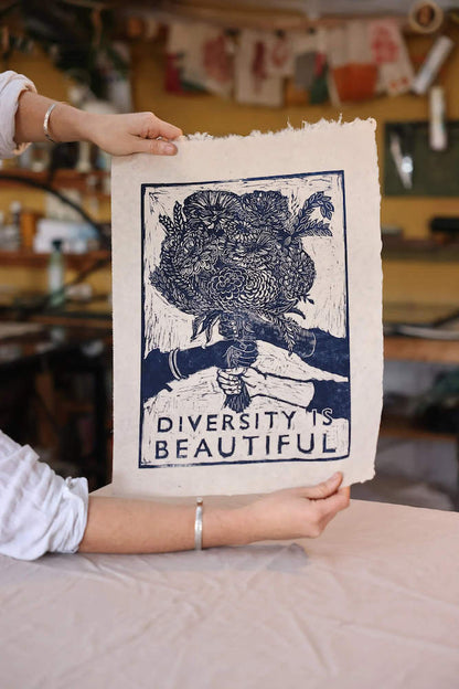 Lino Print - Diversity is Beautiful