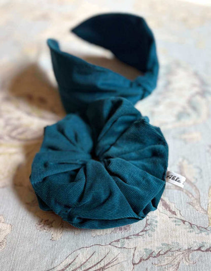 Corduroy Scrunchie Petrol Corduroy Scrunchies homeware shops bristol gift shops bristol Able Mabel