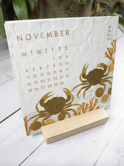 Calendar Desk Top Wildlife Calendar (With Stand) homeware shops bristol gift shops bristol Ash Leaf Printmaking