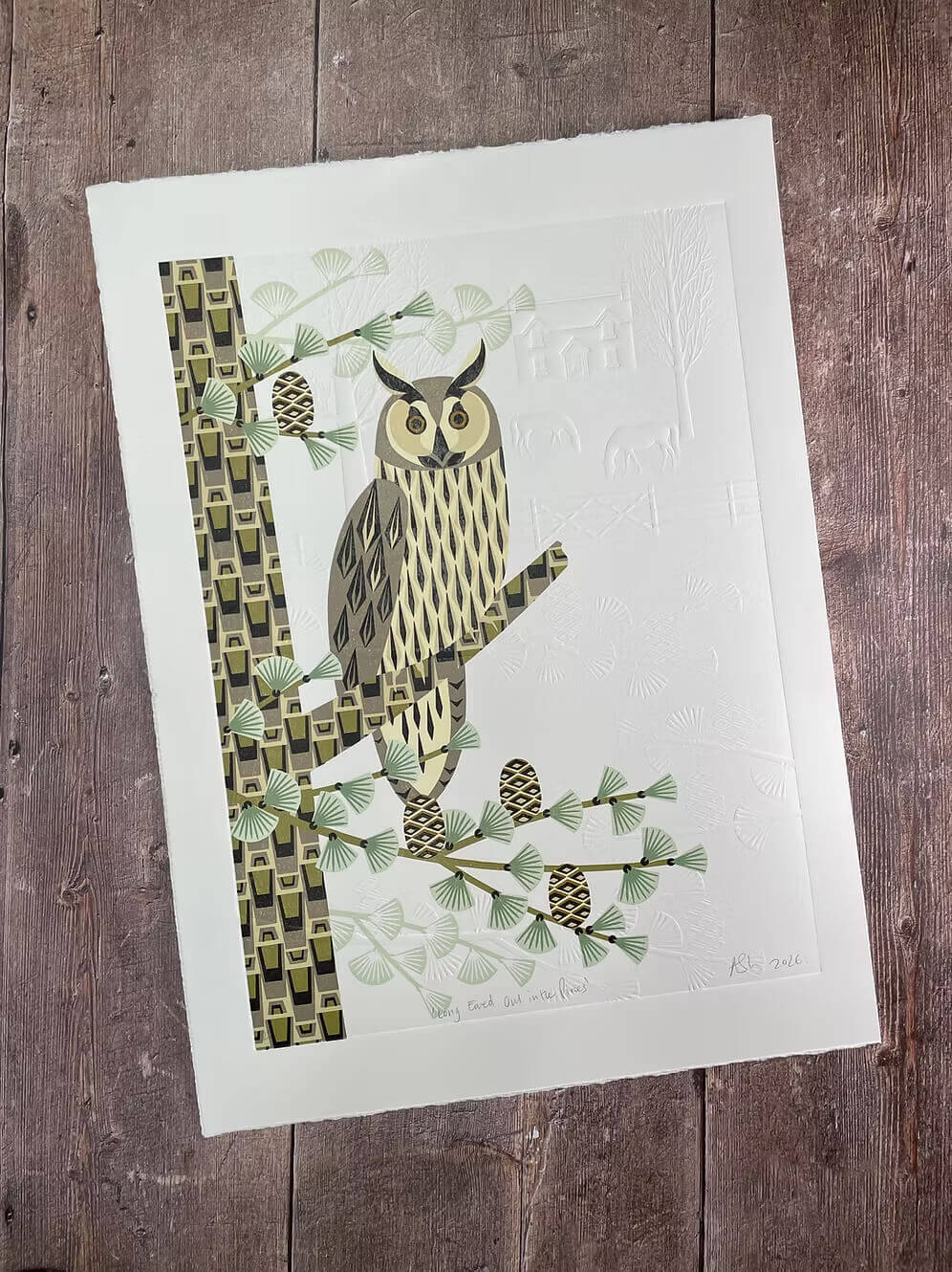 Owl Lino Print Owl Reduction Lino Print homeware shops bristol gift shops bristol Ash Leaf Printmaking