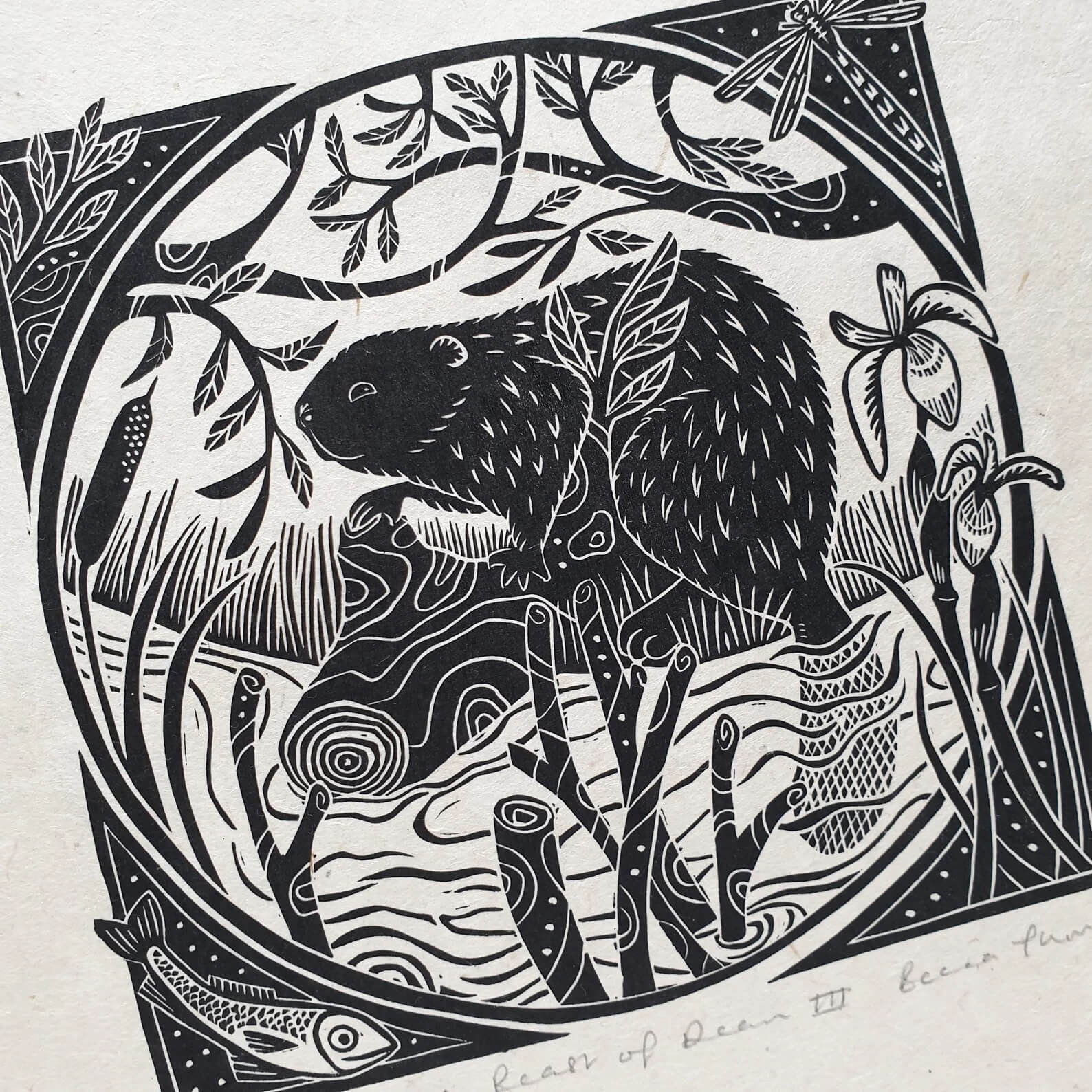 Print The Beast of Dean Original Linocut (various designs) homeware shops bristol gift shops bristol Becca Thorne Illustration