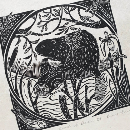 Print The Beast of Dean Original Linocut (various designs) homeware shops bristol gift shops bristol Becca Thorne Illustration