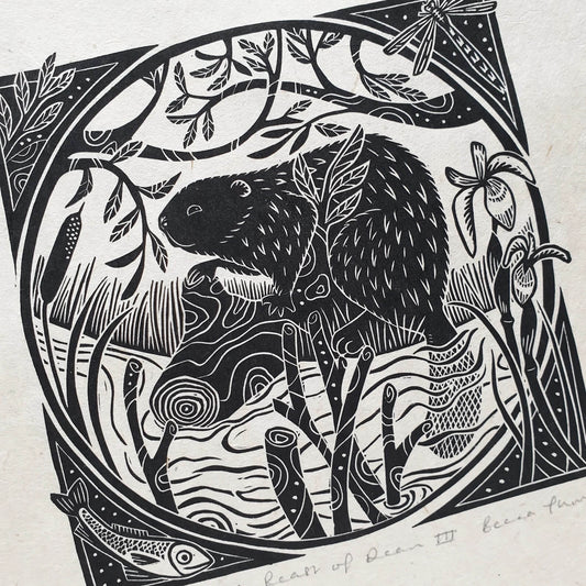 Print The Beast of Dean Original Linocut (various designs) homeware shops bristol gift shops bristol Becca Thorne Illustration