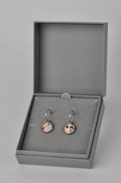 Earrings Beige Leather with Metallic Bronze & Peach Flecks (Stainless Steel Hoops) Stainless Steel Hoop Studs with Gift Box (multiple colours) homeware shops bristol gift shops bristol Bex & Bolt