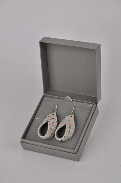 Earrings Beige Leather with Metallic Bronze & Peach Flecks Eco Silver Festival Earrings with Gift Box (multiple colours) homeware shops bristol gift shops bristol Bex & Bolt