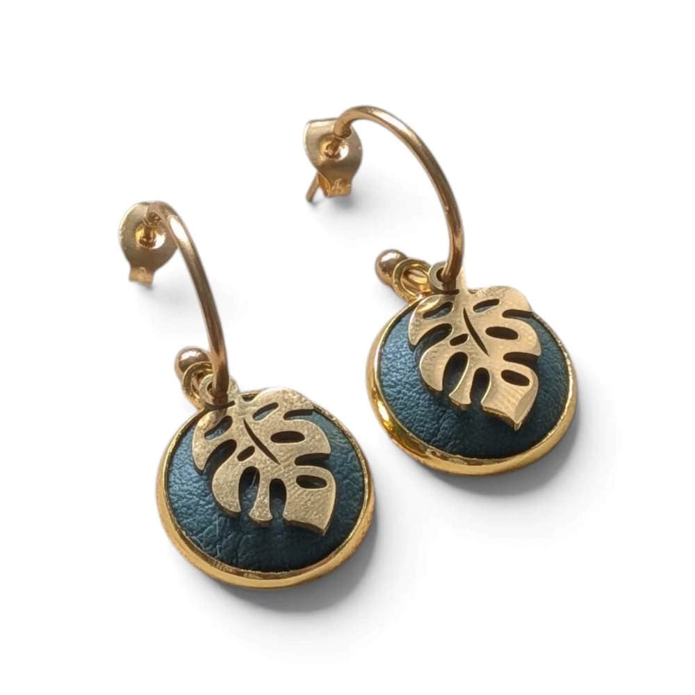 Monstera Earrings Monstera Leaf Hoop Studs (Stainless Silver or Golden Stainless Silver) homeware shops bristol gift shops bristol Bex & Bolt