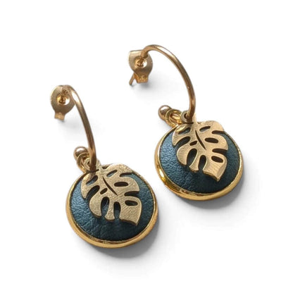 Monstera Earrings Monstera Leaf Hoop Studs (Stainless Silver or Golden Stainless Silver) homeware shops bristol gift shops bristol Bex & Bolt