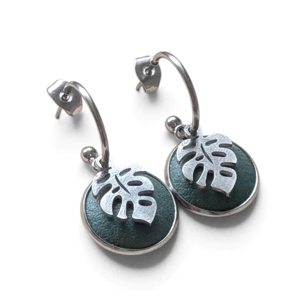 Monstera Earrings Monstera Leaf Hoop Studs (Stainless Silver or Golden Stainless Silver) homeware shops bristol gift shops bristol Bex & Bolt
