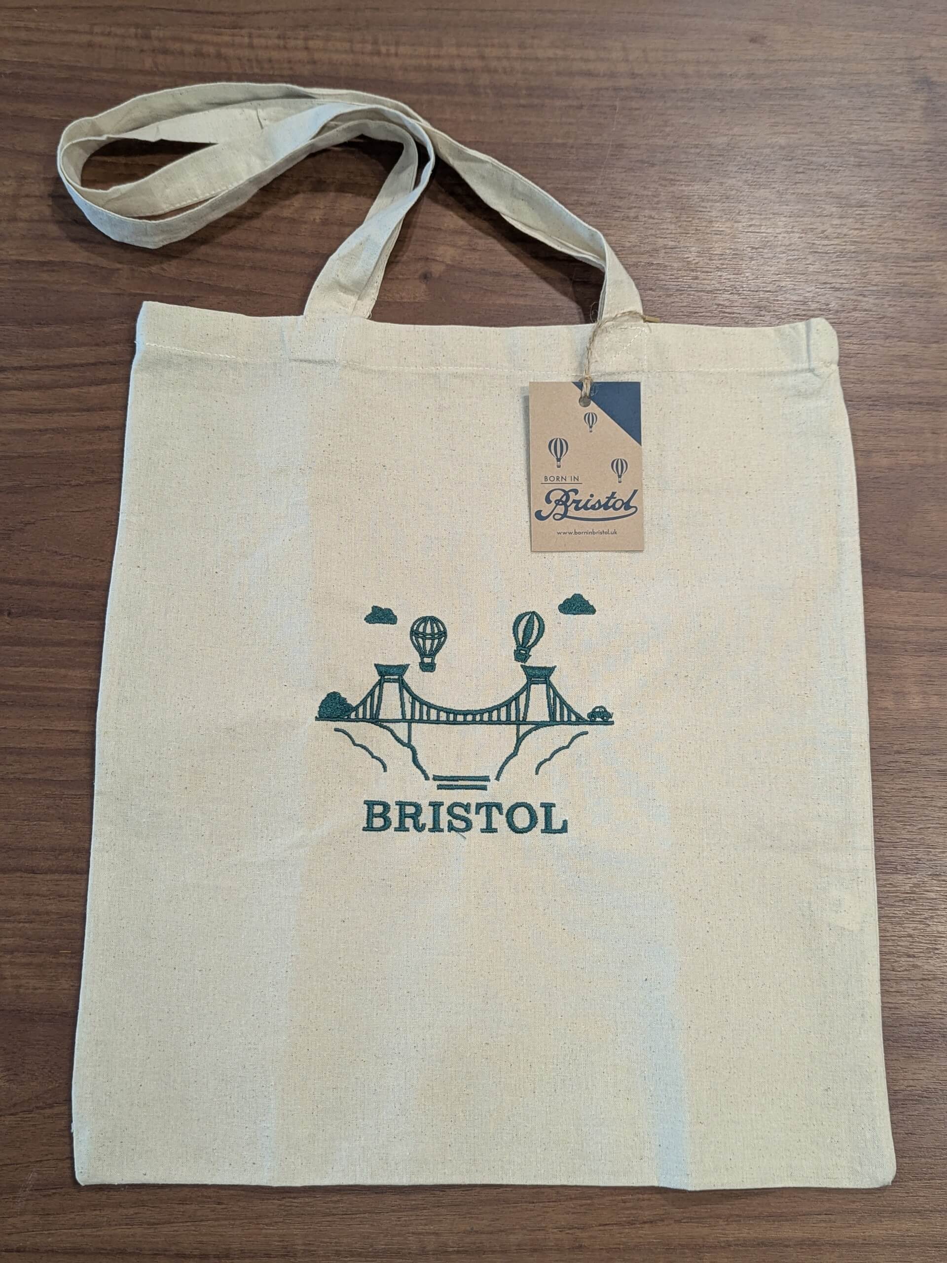 Tote Bag Natural - Green Print Bristol Suspension Bridge Tote Bag - Various Colours homeware shops bristol gift shops bristol Born in Bristol