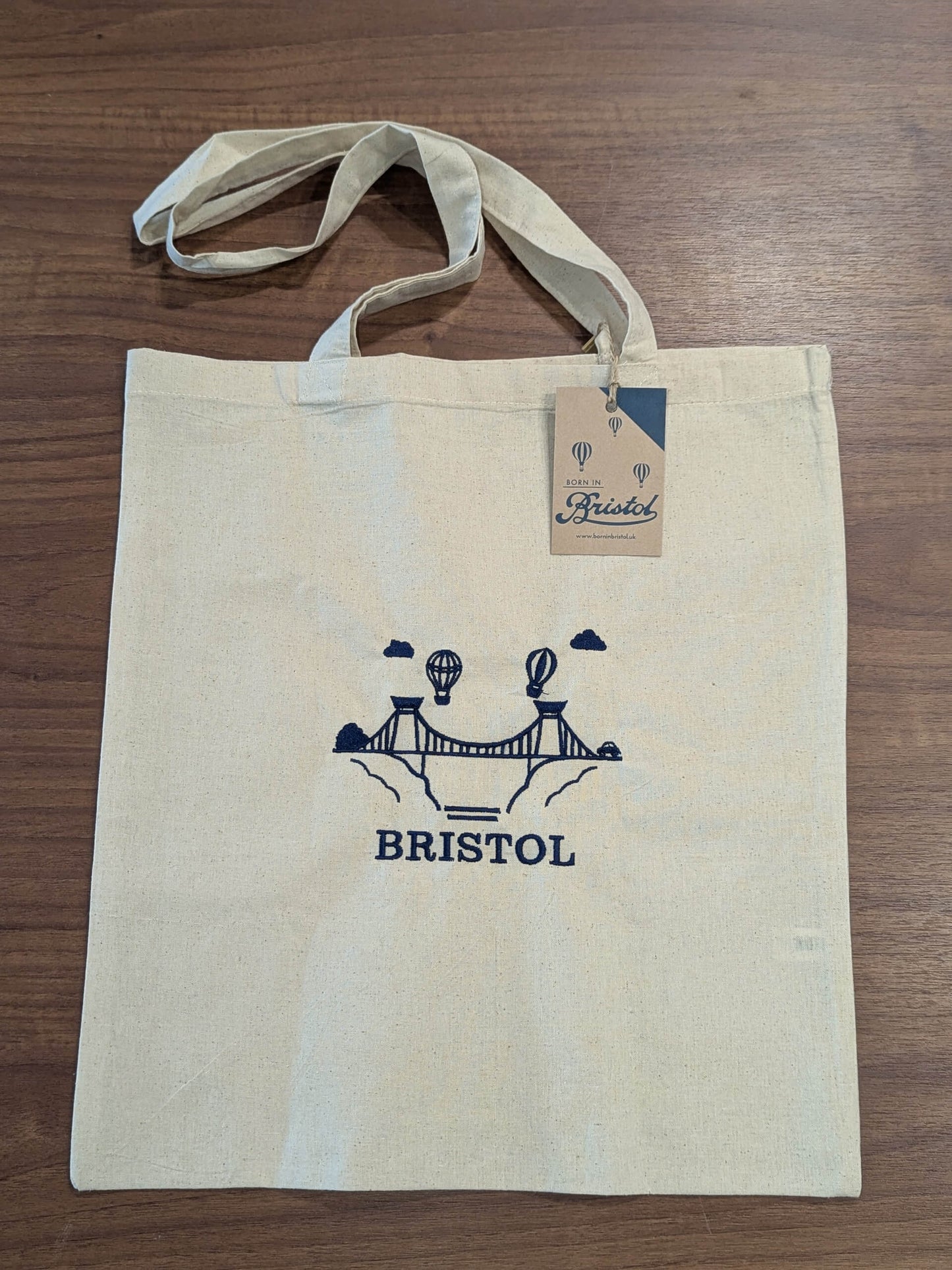 Tote Bag Natural - Navy Print Bristol Suspension Bridge Tote Bag - Various Colours homeware shops bristol gift shops bristol Born in Bristol