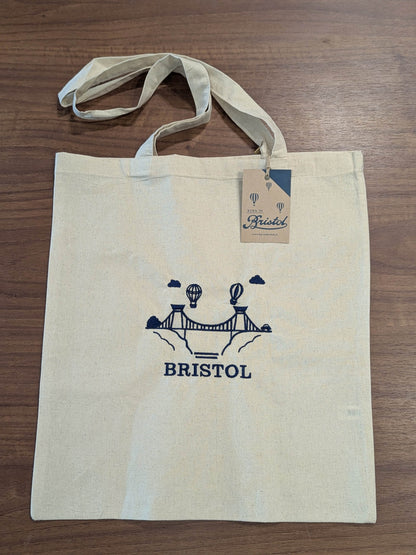 Tote Bag Natural - Navy Print Bristol Suspension Bridge Tote Bag - Various Colours homeware shops bristol gift shops bristol Born in Bristol