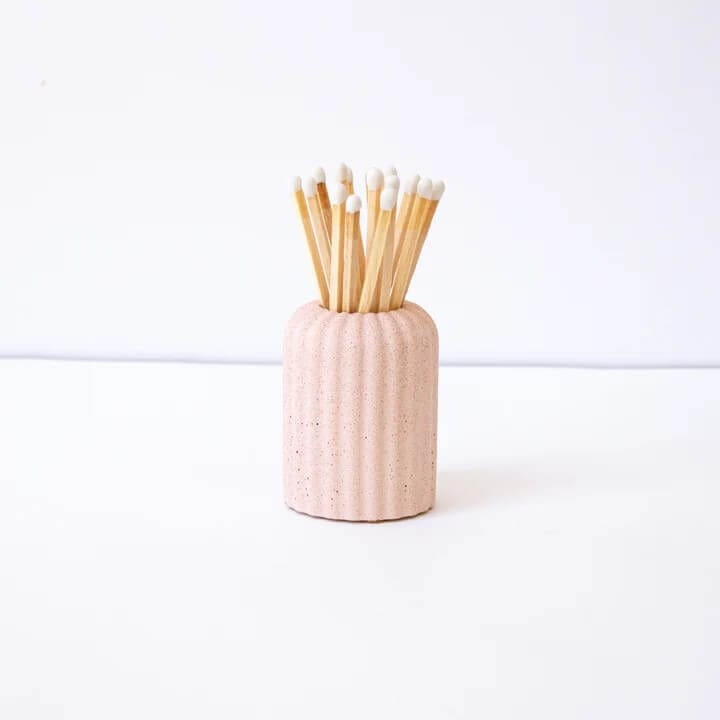 Matches Blush Ribbed Matchstick Holder homeware shops bristol gift shops bristol Desire North Design