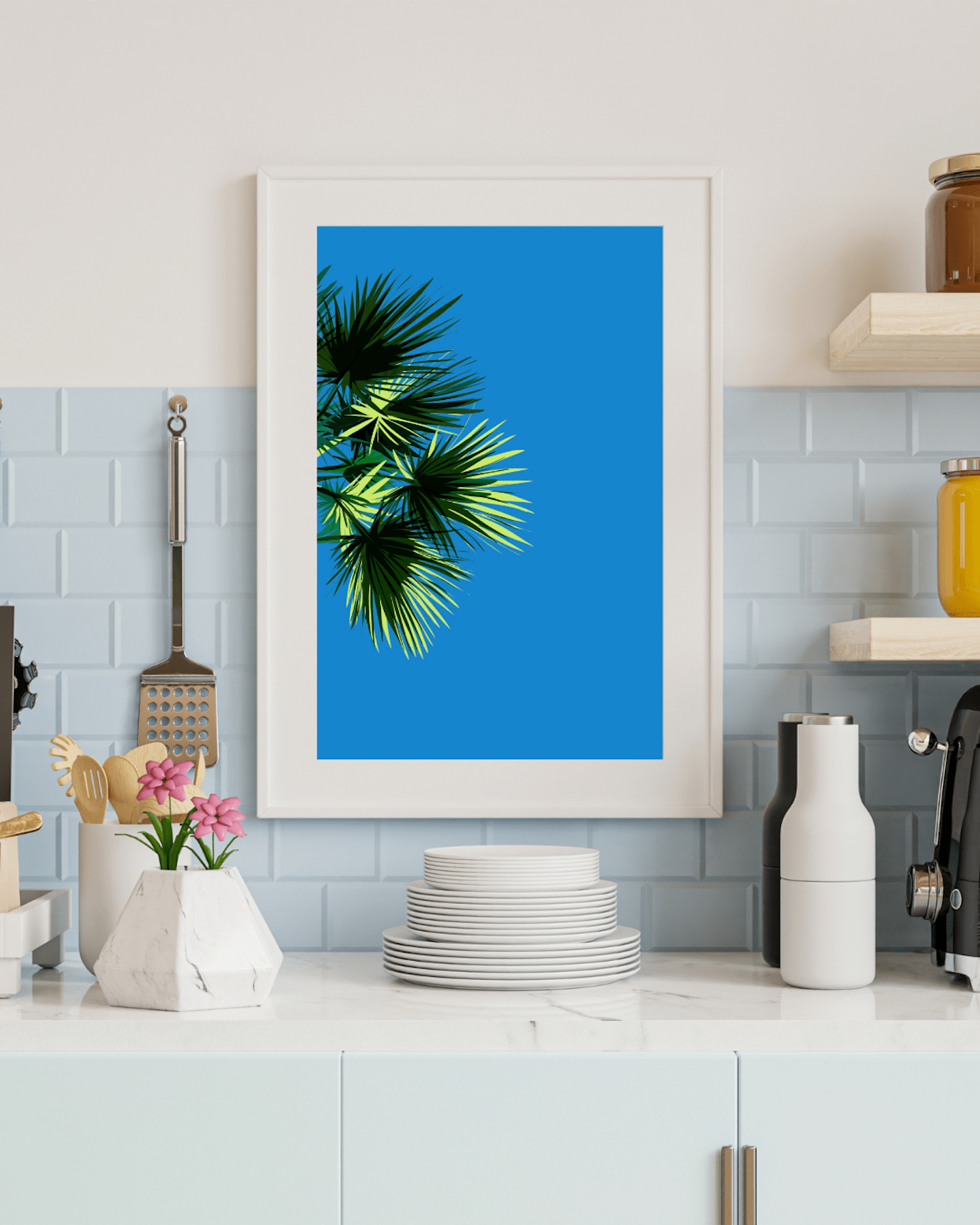 Prints Blue Palm Print (various sizes) homeware shops bristol gift shops bristol Do It Later Illustration