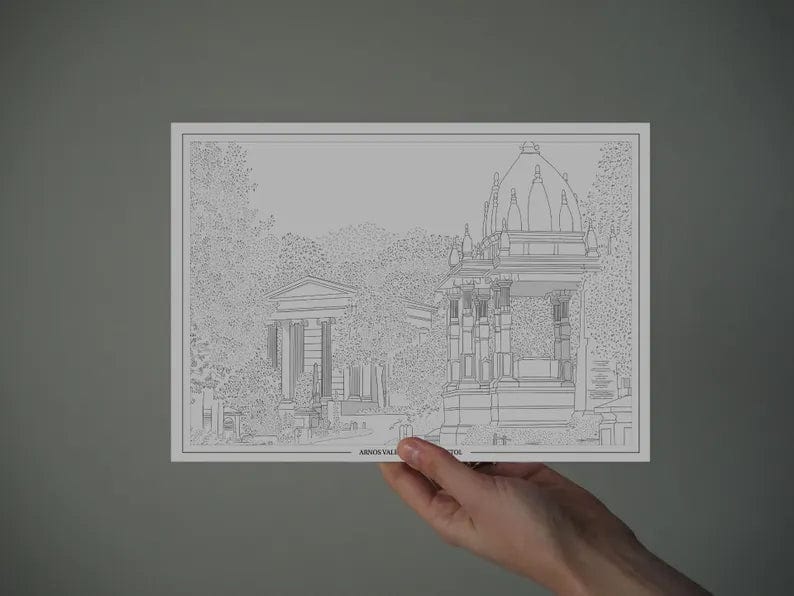 Print Arnos Vale Cemetery Print - A4 (various colours) homeware shops bristol gift shops bristol Ellie Rowe Design