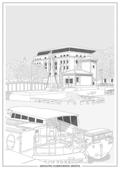 Print Black Arnolfini, Harbourside Print - A4 (various colours) homeware shops bristol gift shops bristol Ellie Rowe Design