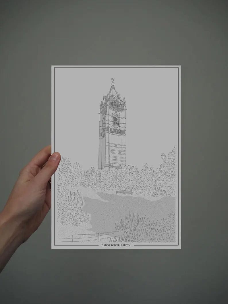 Print Cabot Tower Print - A4 (various colours) homeware shops bristol gift shops bristol Ellie Rowe Design