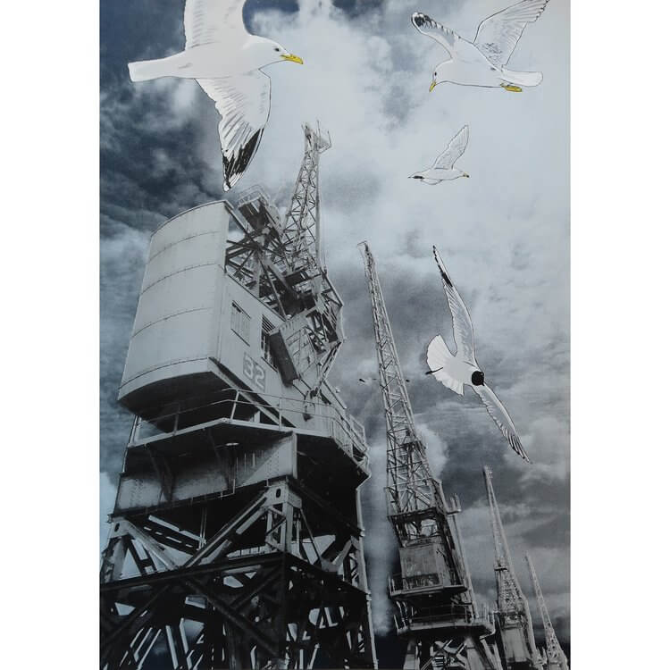 Prints Metallic dark blue A/P Gulls & Goods Cranes Screen Print - Two Variants homeware shops bristol gift shops bristol Fiona Hamilton