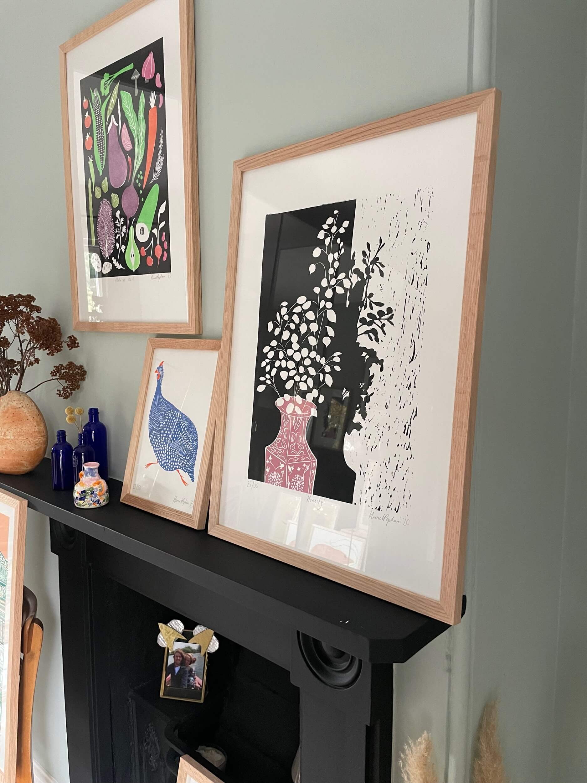 Framed Artwork Framed 'Honesty' A2 Original Lino Print homeware shops bristol gift shops bristol Harriet Popham