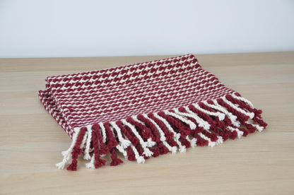 Scarf Wine & White Houndstooth Handwoven Scarf homeware shops bristol gift shops bristol Honest Weaves