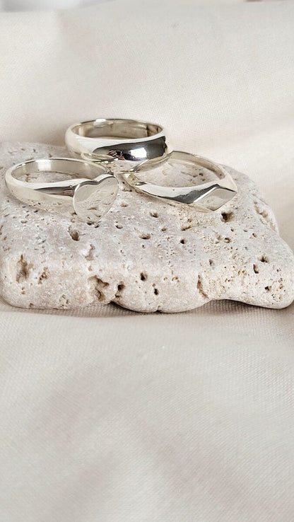 Silver Ring Polished - O 1/2 ‘Heart Signet Ring’ - Silver Ring (various sizes) homeware shops bristol gift shops bristol Honey Coast Studio
