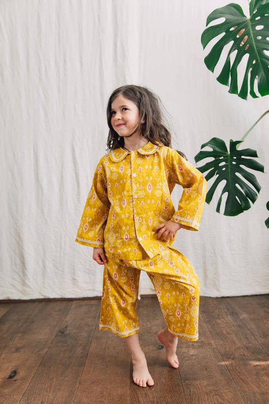 Clothing Ikat Mustard / 2-4 Kids Pyjamas Set (Various Colours) homeware shops bristol gift shops bristol Inka Free