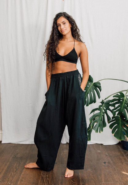 Trousers Inka Harem Trousers - Black with Patterned Pockets - UK 8-14 homeware shops bristol gift shops bristol Inka Free