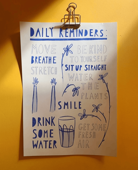 Print Daily Reminders A3 Risograph homeware shops bristol gift shops bristol Jemima Ruby