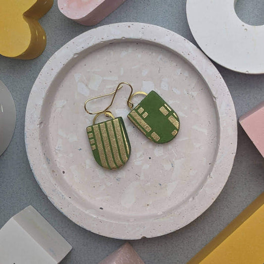 Earrings Olive/Gold Recycled Leather Earrings - Tab Long homeware shops bristol gift shops bristol Kay Morgan