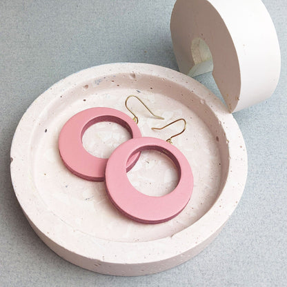 Earrings Pale Pink Recycled Leather Earrings - Medium Hoops (various colours) homeware shops bristol gift shops bristol Kay Morgan