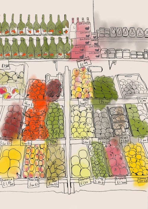 Print Giclee Print of Clifton Fruit and Bottles Giclee Print of Bristol Scenes A4 (various designs) homeware shops bristol gift shops bristol Laurel Molly