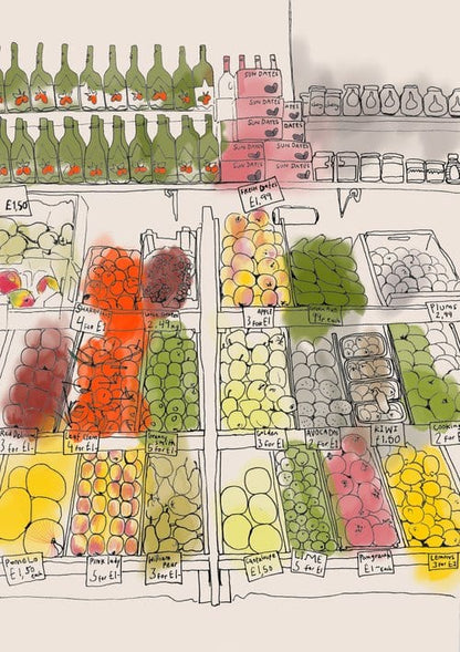 Print Giclee Print of Clifton Fruit and Bottles Giclee Print of Bristol Scenes A4 (various designs) homeware shops bristol gift shops bristol Laurel Molly