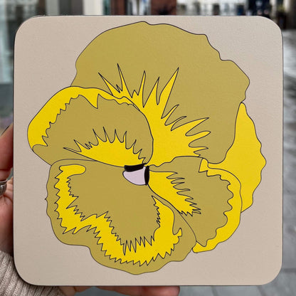 Sand, Mustard & Gold Pansy Marquetry Pan Trivet - Various Colours homeware shops bristol gift shops bristol Lucy Turner