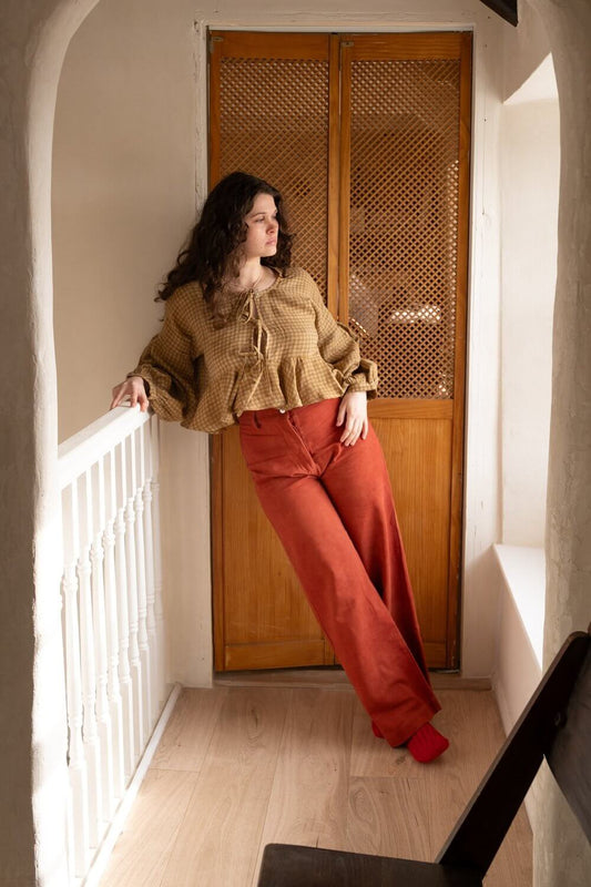 Clothing Twill Trousers in 'Piper Rosso' homeware shops bristol gift shops bristol Mahika Kala