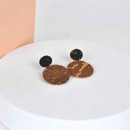 Earrings Charcoal & Cocoa Cork Earrings -  Circle Drop Studs (various colourways) homeware shops bristol gift shops bristol Mama Leopard Jewellery