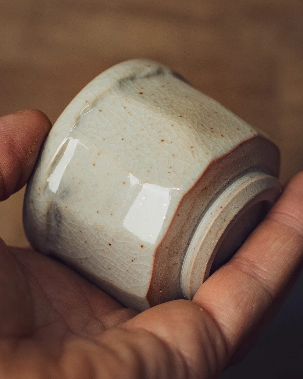Handmade Cup Shino Faceted Porcelain Yunomi Cup homeware shops bristol gift shops bristol Nicholas Dover Ceramics