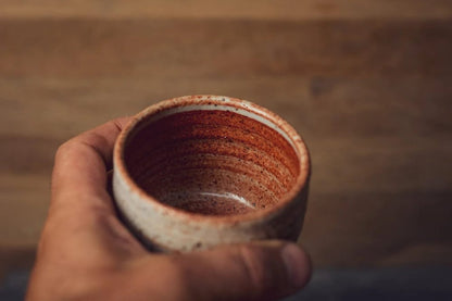 Handmade Cup Shino on Coarse Clay Yunomi Cup homeware shops bristol gift shops bristol Nicholas Dover Ceramics