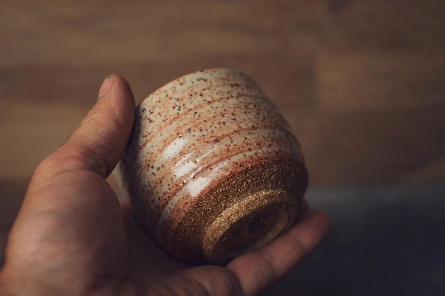 Handmade Cup Shino on Coarse Clay Yunomi Cup homeware shops bristol gift shops bristol Nicholas Dover Ceramics