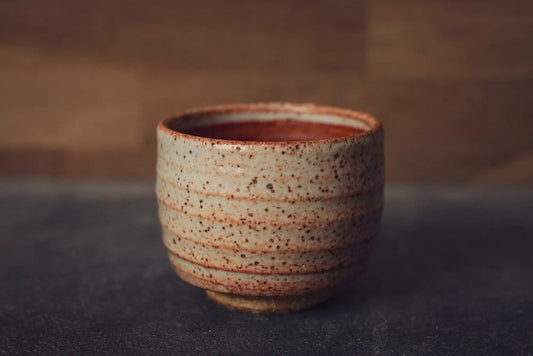 Handmade Cup Shino on Coarse Clay Yunomi Cup homeware shops bristol gift shops bristol Nicholas Dover Ceramics