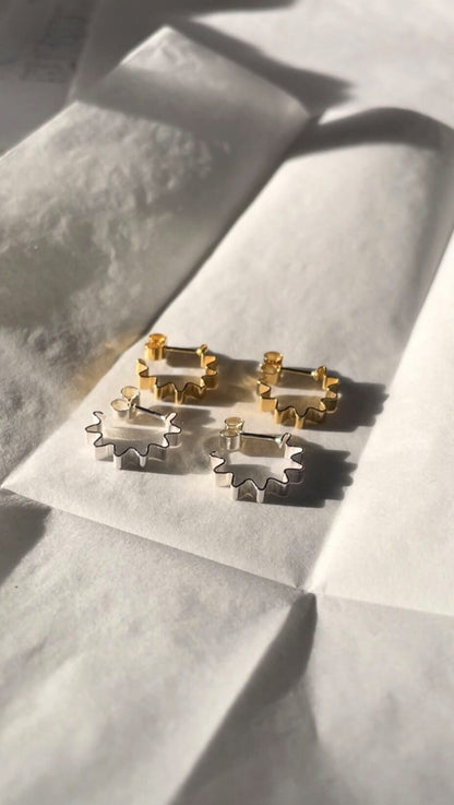 Earrings 18ct Gold Vermeil Ondulée Mini Hoops in Eco Silver or Gold homeware shops bristol gift shops bristol Olivia Taylor