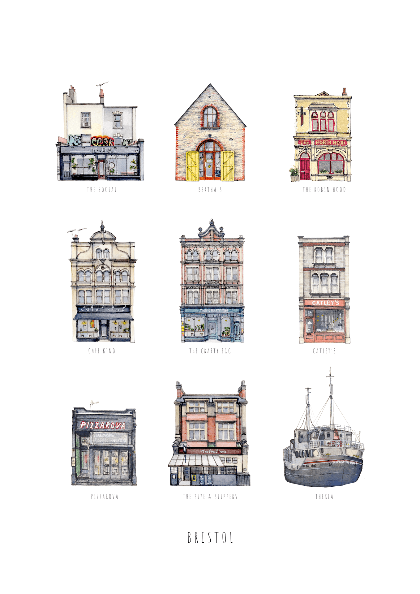 Print Bristol Fine Art Print Bristol Fine Art Print - A5 (various designs) homeware shops bristol gift shops bristol Poppy Victoria May Art