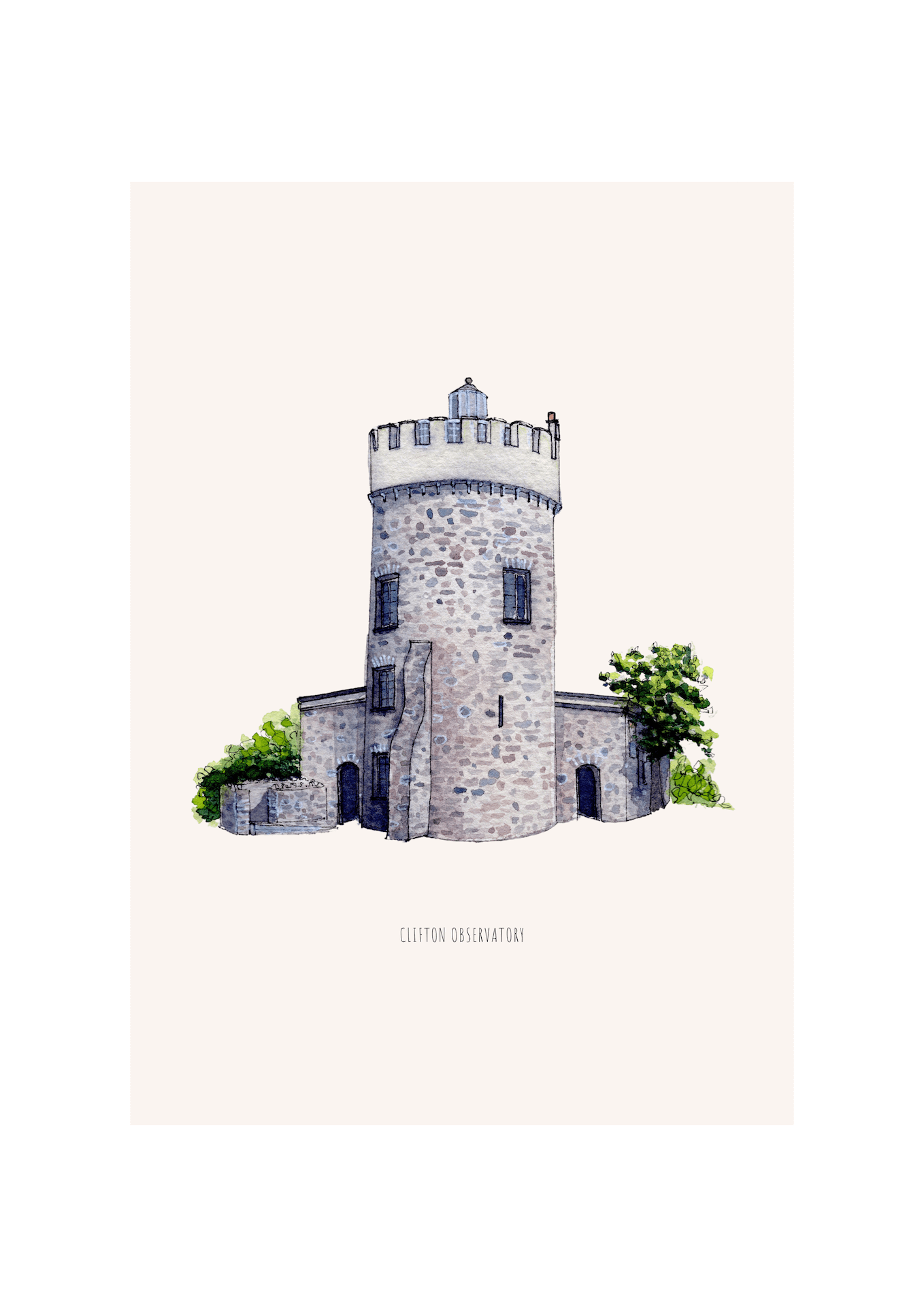 Print Clifton Observatory Fine Art Print Bristol Fine Art Print - A5 (various designs) homeware shops bristol gift shops bristol Poppy Victoria May Art