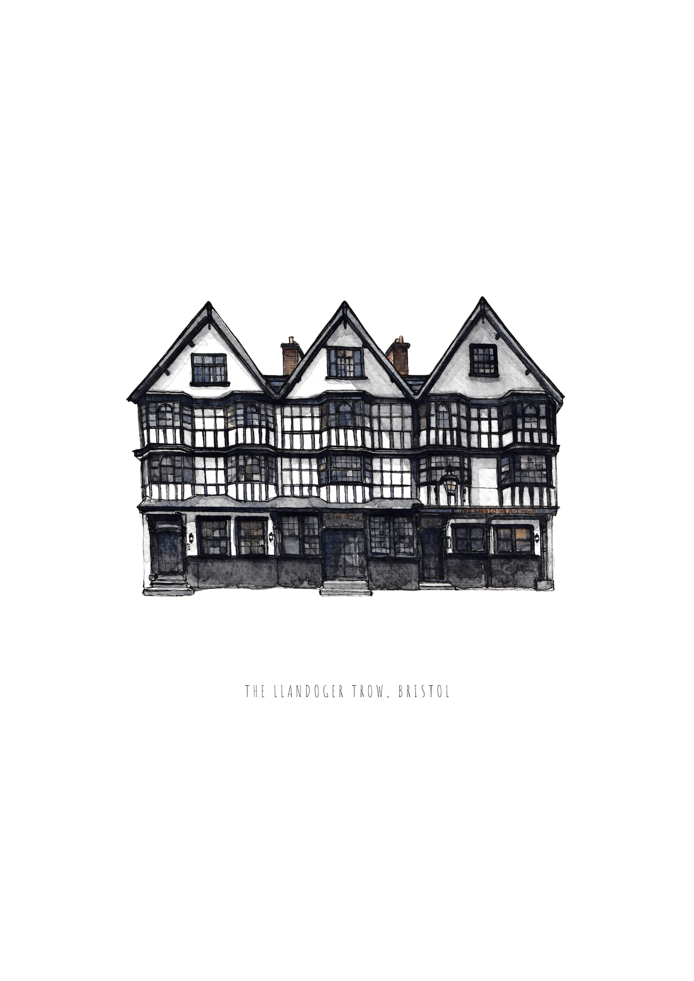 Print The Llandoger Trow Fine Art Print Bristol Fine Art Print - A5 (various designs) homeware shops bristol gift shops bristol Poppy Victoria May Art