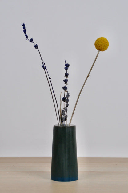 Vase Deep Teal Dust & Plant Resin Small Vase - 'Ribbed' - (various colours) homeware shops bristol gift shops bristol PRIOR SHOP