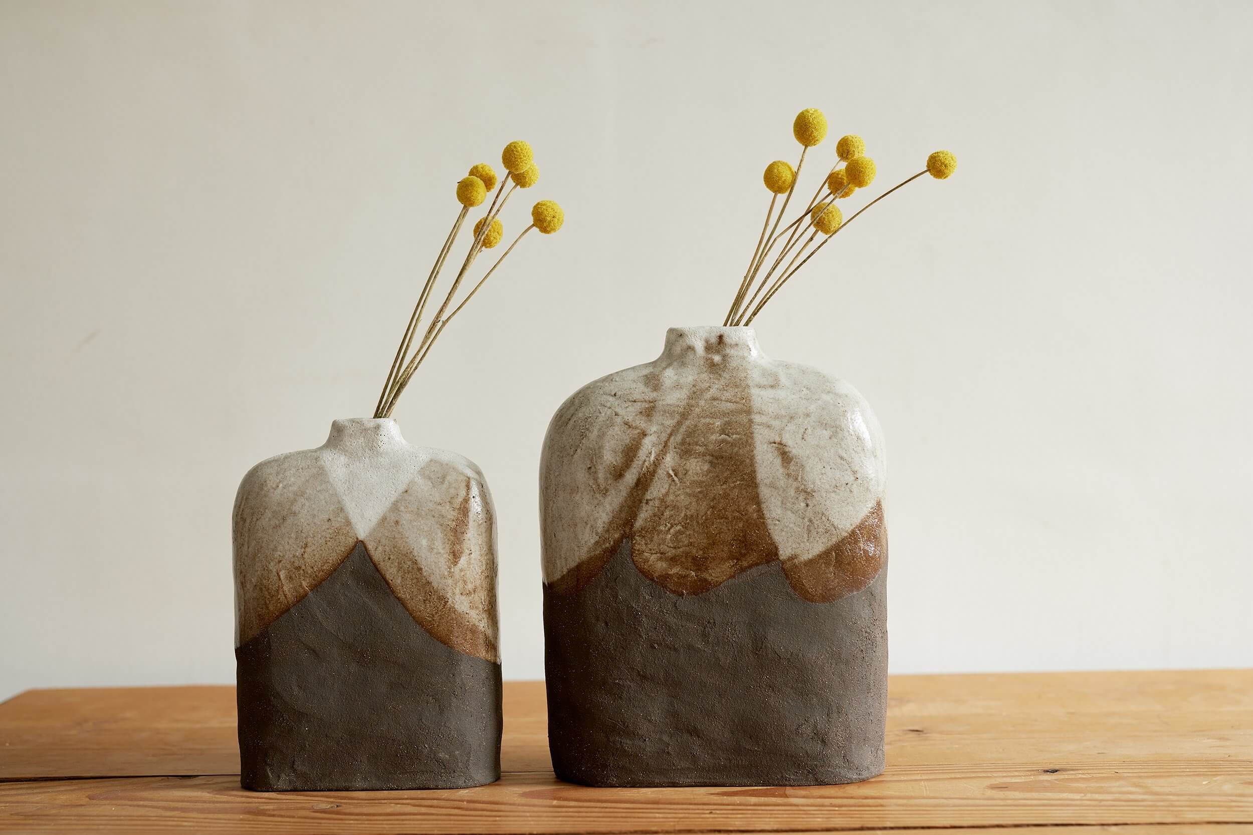 Ceramics Small Flask Vase - Hand-built With Black Stoneware homeware shops bristol gift shops bristol Puro