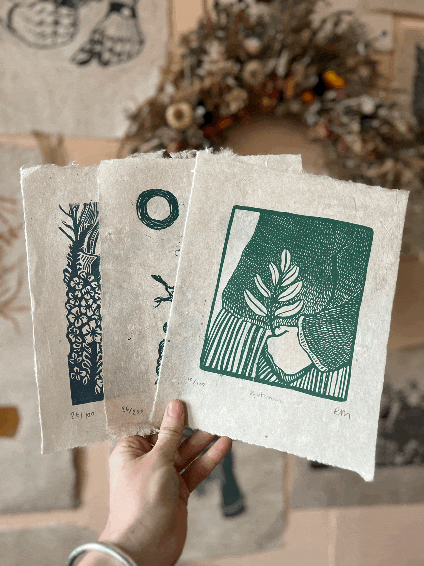 Prints 'Autumn' Lino Cut Print homeware shops bristol gift shops bristol Rosanna Morris