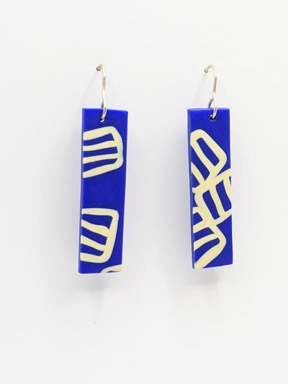 Earrings Block Earrings - 'Float' in Blue and White homeware shops bristol gift shops bristol Shaped Contemporary