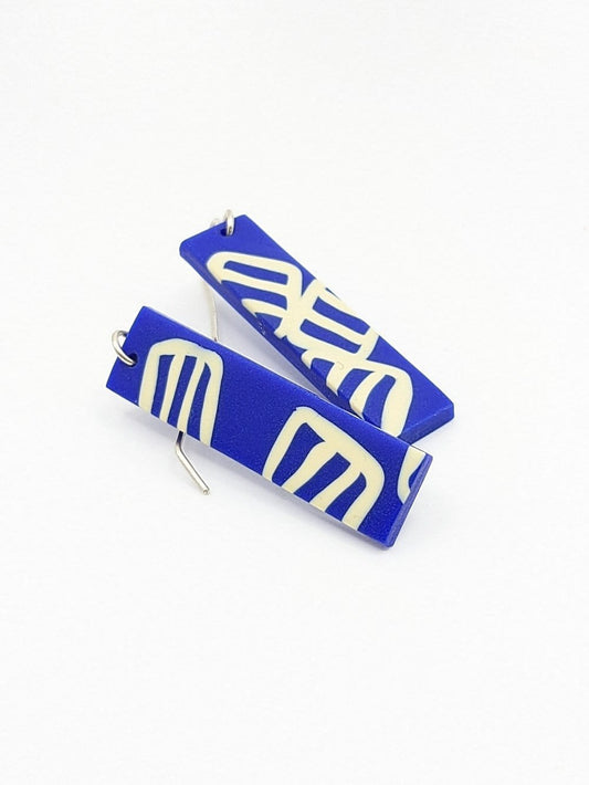 Earrings Block Earrings - 'Float' in Blue and White homeware shops bristol gift shops bristol Shaped Contemporary