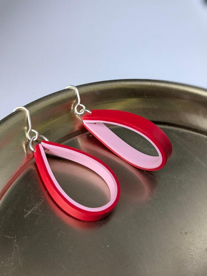 Earrings Double Colour Band Teardrop Loop Earrings (Various Colours) homeware shops bristol gift shops bristol Shaped Contemporary